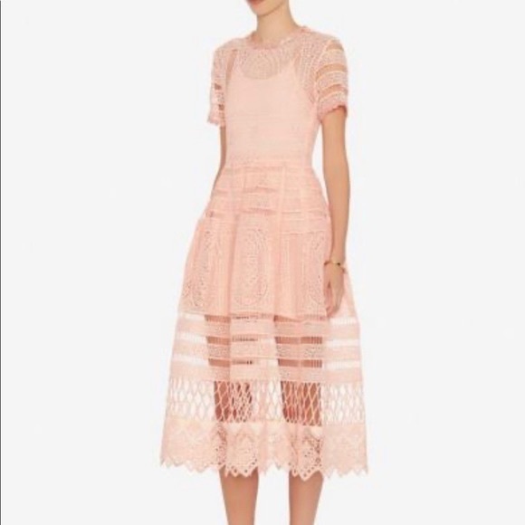 ALEXIS ALANNA MACRAMÉ LACE MIDI DRESS SZ M - Picture 4 of 10